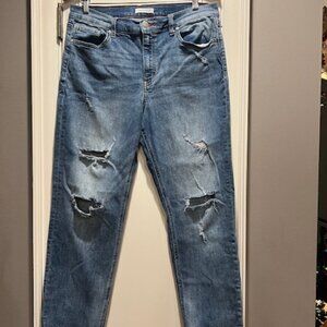 Themogan Women's Frankie Low Rise Girlfriend Distressed Denim Jeans Sz 13 Blue